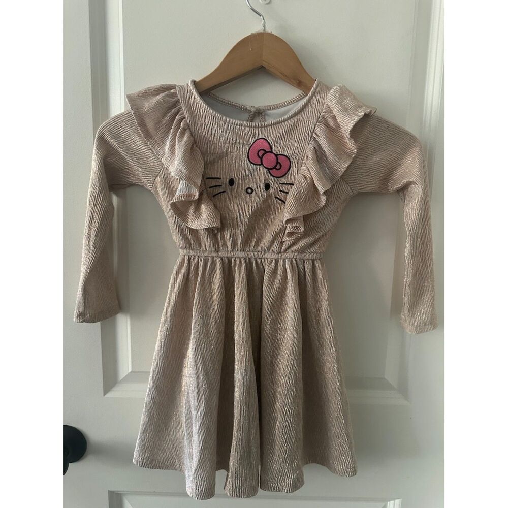 \Hello Kitty by Sanrio Girl Toddler Dress with Ruffled Shoulders Size 4T